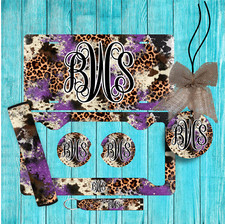 Purple Cow Cheetah Personalized Monogram Car Accessories Purple Cow Cheetah Personalized Monogram Car Accessories