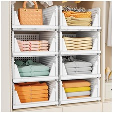 Stackable Closet Organizer Basket, 5-Pack Storage Bins
