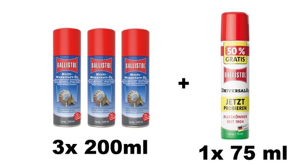 Ballistol, Multi-WerkstattöL,WerkstattöL,3 X 200Ml + 75 Ml UniversalöL-image