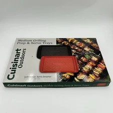 Cuisinart CPK-200 Grilling Prep & Serve Trays Set - Black & Red 17”x10.5” New