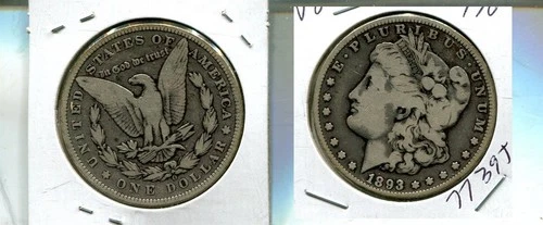 1893 O MORGAN SILVER DOLLAR VG 7739T