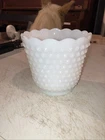Vintage White Milk glass Scalloped Planter Bowl Fire King?