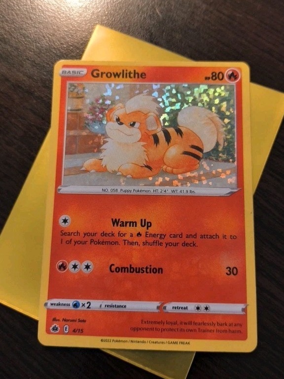Growlithe 4/15 McDonald’s Collection Match Battle Holo 2022 Pokémon TCG Card