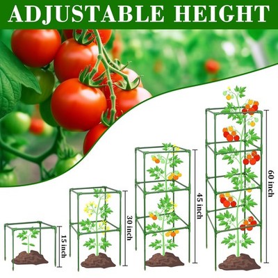 4 Pack Tomato Cages for Garden 60 Inches, Heavy Duty Square
