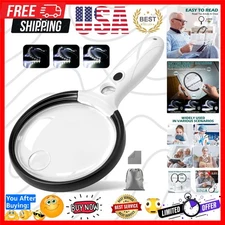 Large Magnifying Glass with Light, 10X 25X 45X Handheld Illuminated Magnifier...