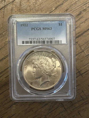 1922 MS63 Peace Silver Dollar PCGS With Tone