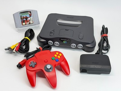 Nintendo N64 System BUNDLE w/ Star Fox 64 + RED Controller Cords *TESTED*