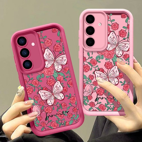 Girly Rose Butterfly Case For Smausng Galaxy A16 A15 A56 A06 S25 Ultra S24 Cover - Picture 2 of 17