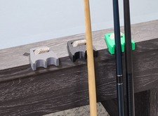 Pool cue table holder, billiard stick rest, shaft storage, quarter carry case