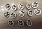 VINTAGE KOCHER MICKEY MOUSE BUTTONS — LOT OF 13 BUTTONS — WHITE WITH BLACK — photo 2
