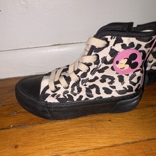 ZARA Disney Minnie Mouse Kids High Top Canvas Sneakers Animal Print EU 30 US 12