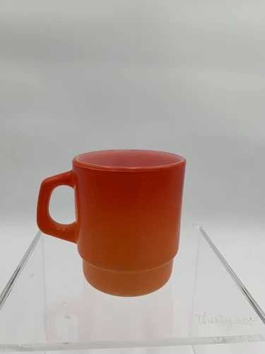 Vintage Anchor Hocking Fire King Orange Ombre Milk Glass Stacking Mug