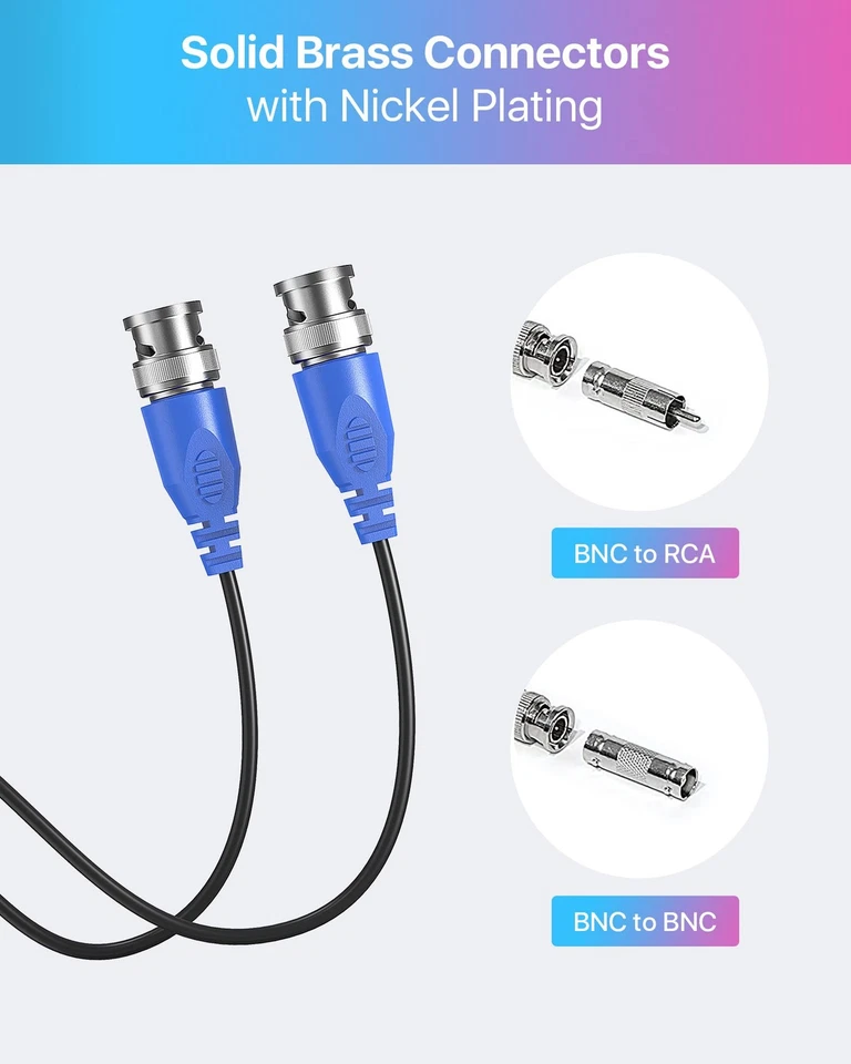4 Pack 60Feet 18m All-in-One CCTV Video Power Cables, BNC Extension Security ... - Image 2 of 4
