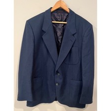 Alexander Shields Vintage Wool Blazer Sport Coat Navy Blue 42S Patch Pockets