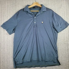 RLX Polo Shirt Mens Extra Large Blue Green Striped Performance Golf Bear Paw XL