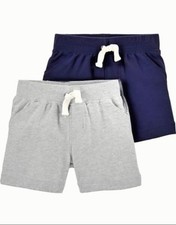 2 PACK Carter's Toddler Boy Knit Shorts Elasticized Waist w/Drawstring  Pockets