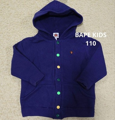 A BATHING APE Bape Kids Baby Milo Long Sleeve Button Hoodie Size 110 Purple