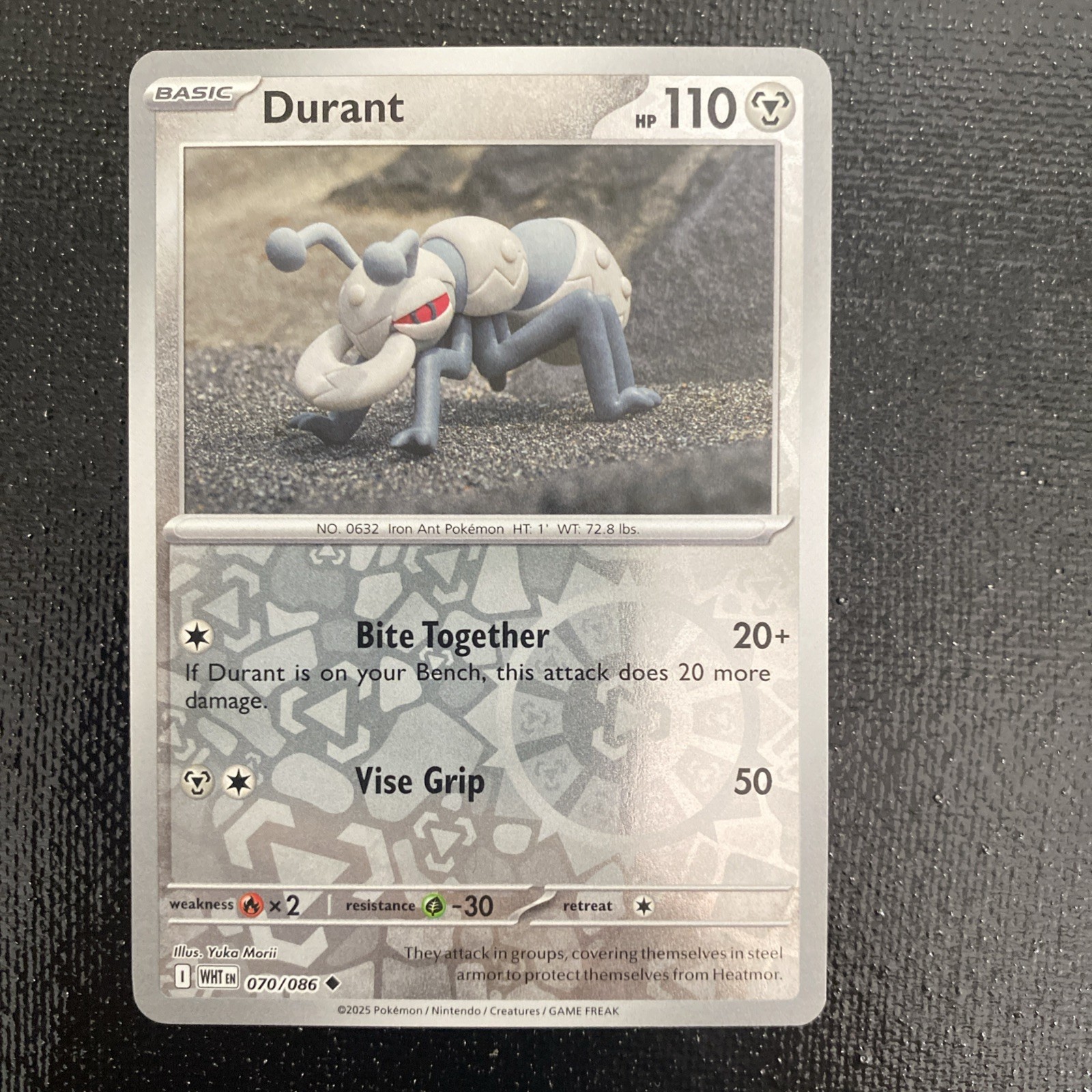 DURANT 070/086 - WHITE FLARE ENGLISH REVERSE HOLO ENGLISH - NM