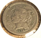 1865 Three Cent Nickel — photo from another recent sale