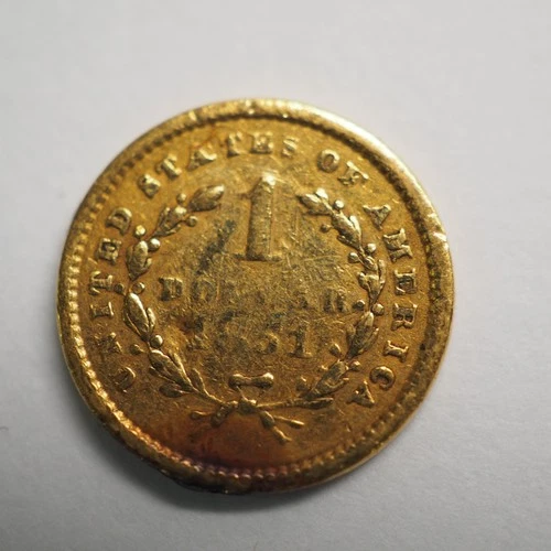 1851 $1 DOLLAR LIBERTY HEAD TYPE 1 GOLD COIN **EX JEWERLY** FREE SHIPPING! C1868