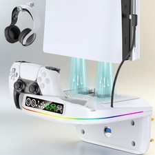 PS5 Wall Mount Kit with Cooling Fan and Charger for Slim Pro Digital