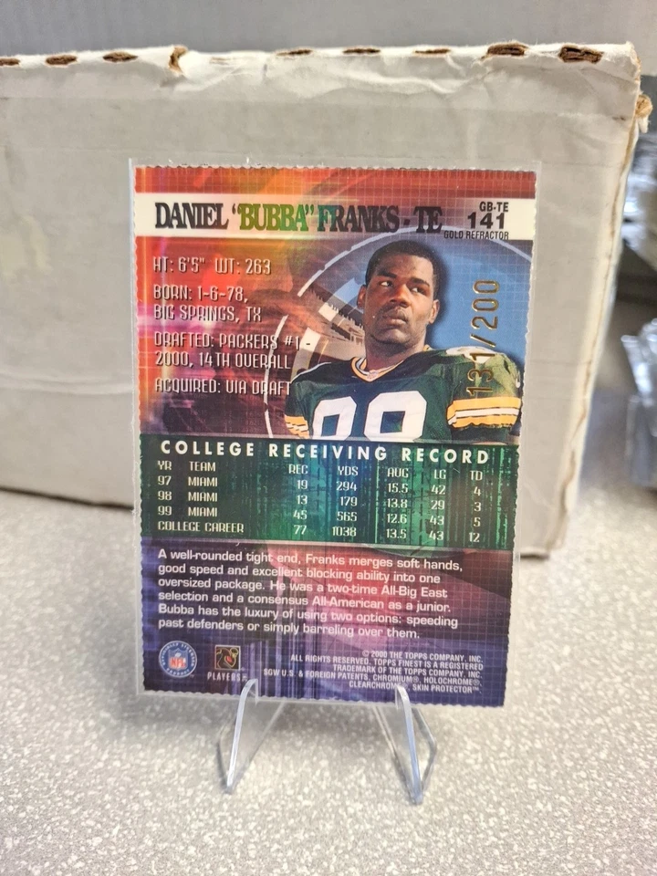 2000 Finest #141 Bubba Franks Gold Refractors #/200 RC Rookie - Image 2 of 2