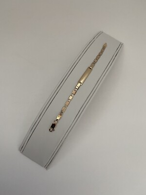 14k massives dreifarbiges Gold D-Schliff Valentino Gliederarmband KINDER/BABY AUSWEIS