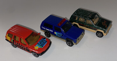 Matchbox Majorette Jeep Grand Cherokee Camp 1999 2000 Red Blue Green Hatchback