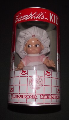 Campbell s Kid Junior Series Coin Bank With Doll 1998- In Original Plastic Pkg