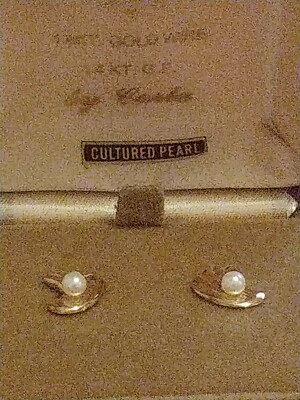 CARLA 14K GF Cultured Pearl Shell Earrings