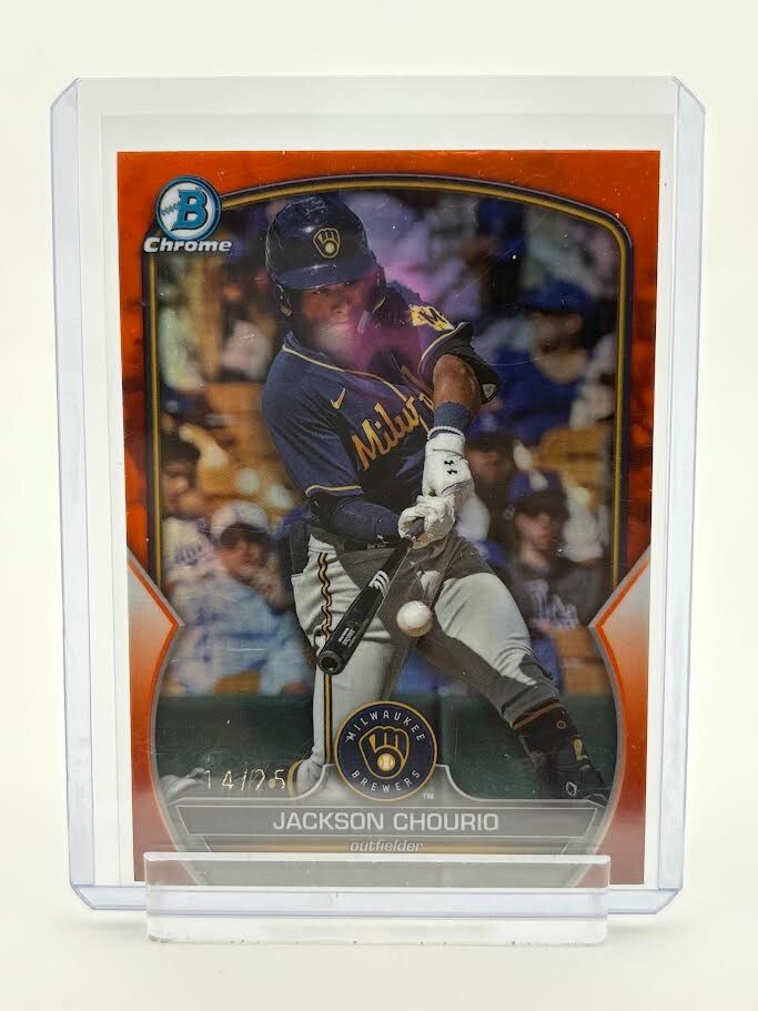 2023 Bowman Chrome Draft Jackson Chourio Orange Refractor /25 No. BDC-156