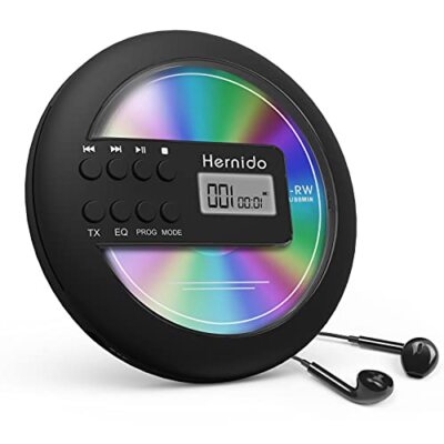 Tragbarer CD-Player für Auto mit FM-Transmitter, USB wiederaufladbarer Discman