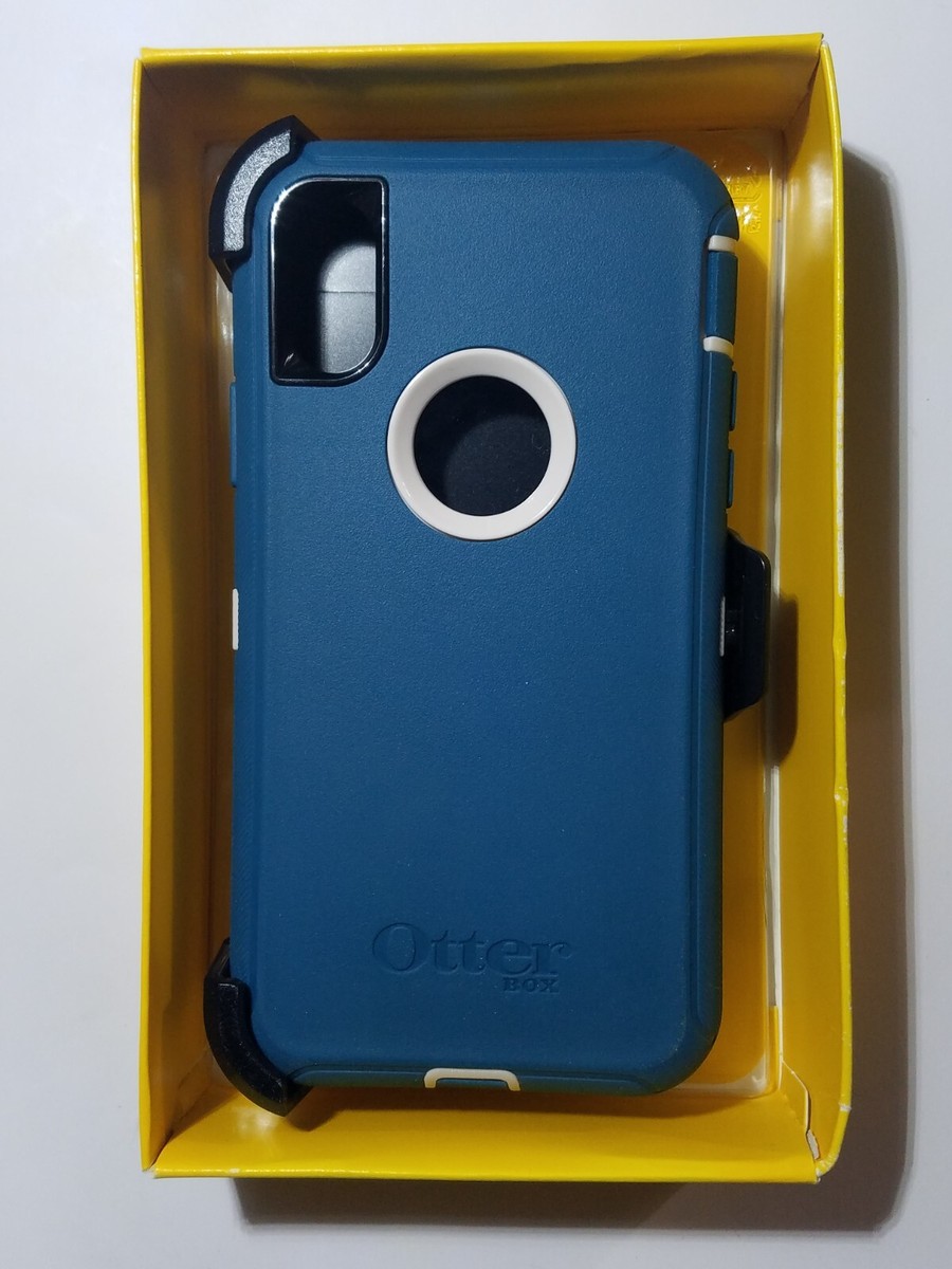 Rare Apple iPhone X XS Blue Aqua Teal Otterbox Defender Case Cover Holster  Clip