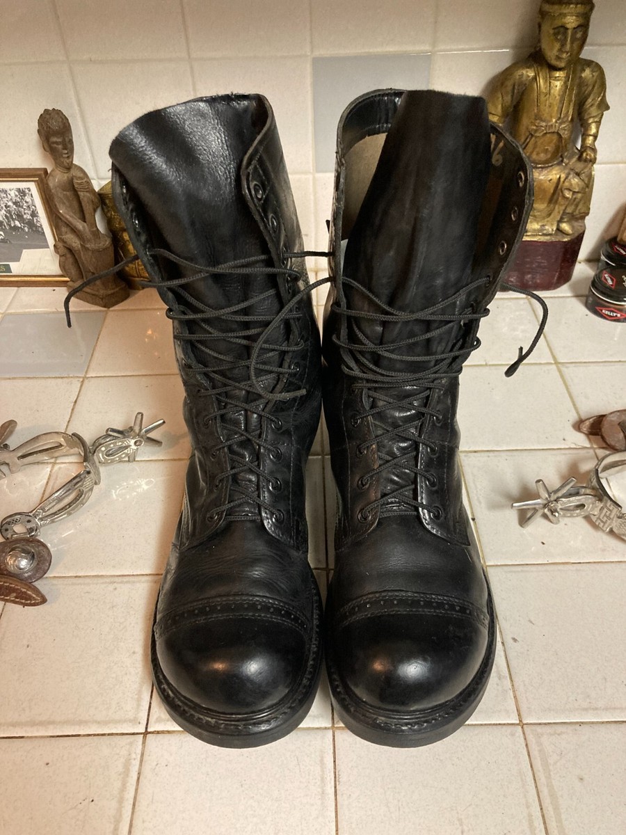 MADE IN USA DOUBLE H BLACK LEATHER LACE UP PARATROOPER MILITARY  