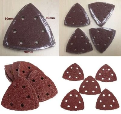 90mm DELTA SANDING PADS TRIANGLE SANDING SHEETS OSCILLATING MULTITOOLS 40-120G