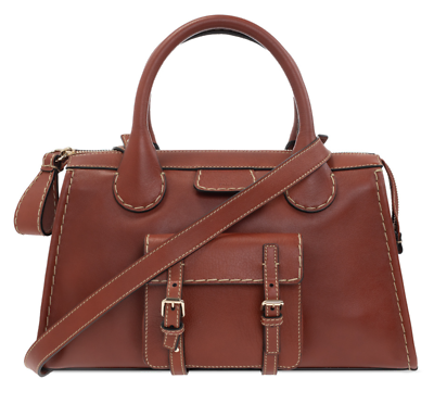 CHLOÉ Edith Medium Tote Day Bag Topstuched Leather Tasche CHLOÉ Edith Medium Tote Day Bag Topstuched Leather Tasche