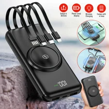 Portable 900000mAh Wireless Power Bank Backup Fast Charger USB External Battery