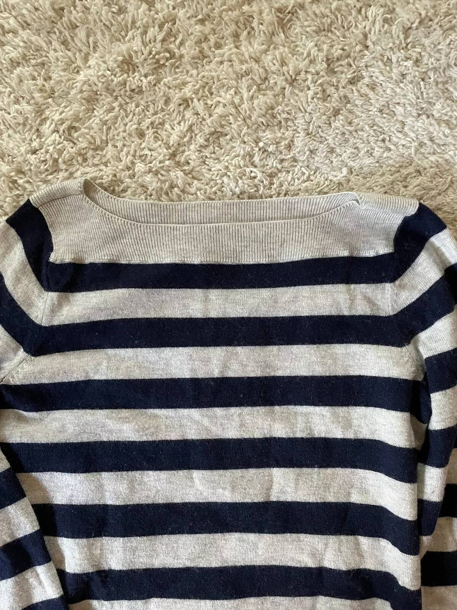 Gap Womens Striped Sweater Blue Cream Size XS Wool Blend Long