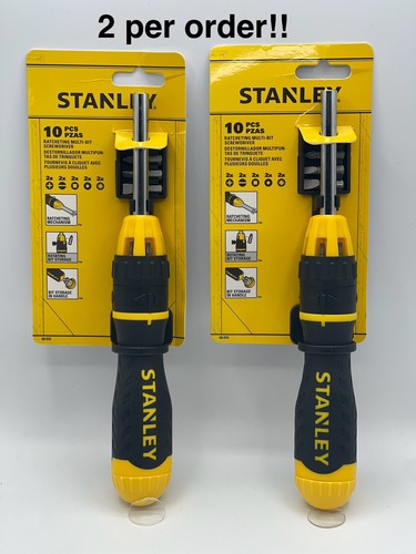 Lot Of 2 Multi-bit Ratcheting Screwdriver | Stanley Bits Bit With Tools 10 Pc