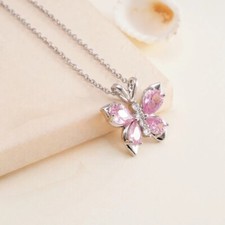 Women's Elegant Crystal Butterfly 304 Stainless Steel Pendant Necklace Jewelry