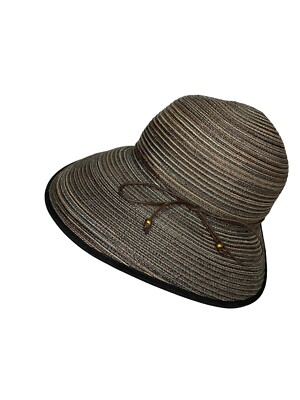 Peter Grimm Sun Hat Blue Gold Accents Floppy Packable Wide Brim