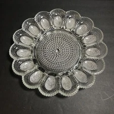 Deviled Egg Relish Platter 11" Indiana Glass Clear Hobnail Vintage EUC