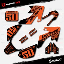 Black & Orange Smokin Racing Graphics Kit fits 04-12 Honda Crf50 CRF 50 Decals