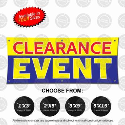 CLEARANCE EVENT Banner Open Sign Bargain Display Disount Poster Retail Shop Sale