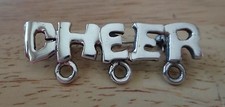Sterling Silver 1.5x.5" Charm Pin Holds 3 Charms says CHEER Cheerleading