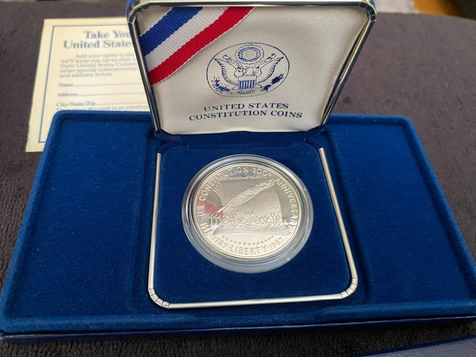 U.S. CONSTITUTION SILVER $1 COIN 200th Anniversary 1787-1987 San Fransico Mint - Image 2 of 4