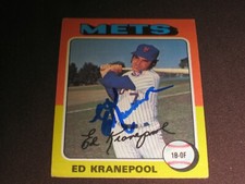 1969 NEW YORK METS WORLD SERIES CHAMPION ED KRANEPOOL AUTO  BASEBALL CARD COA 