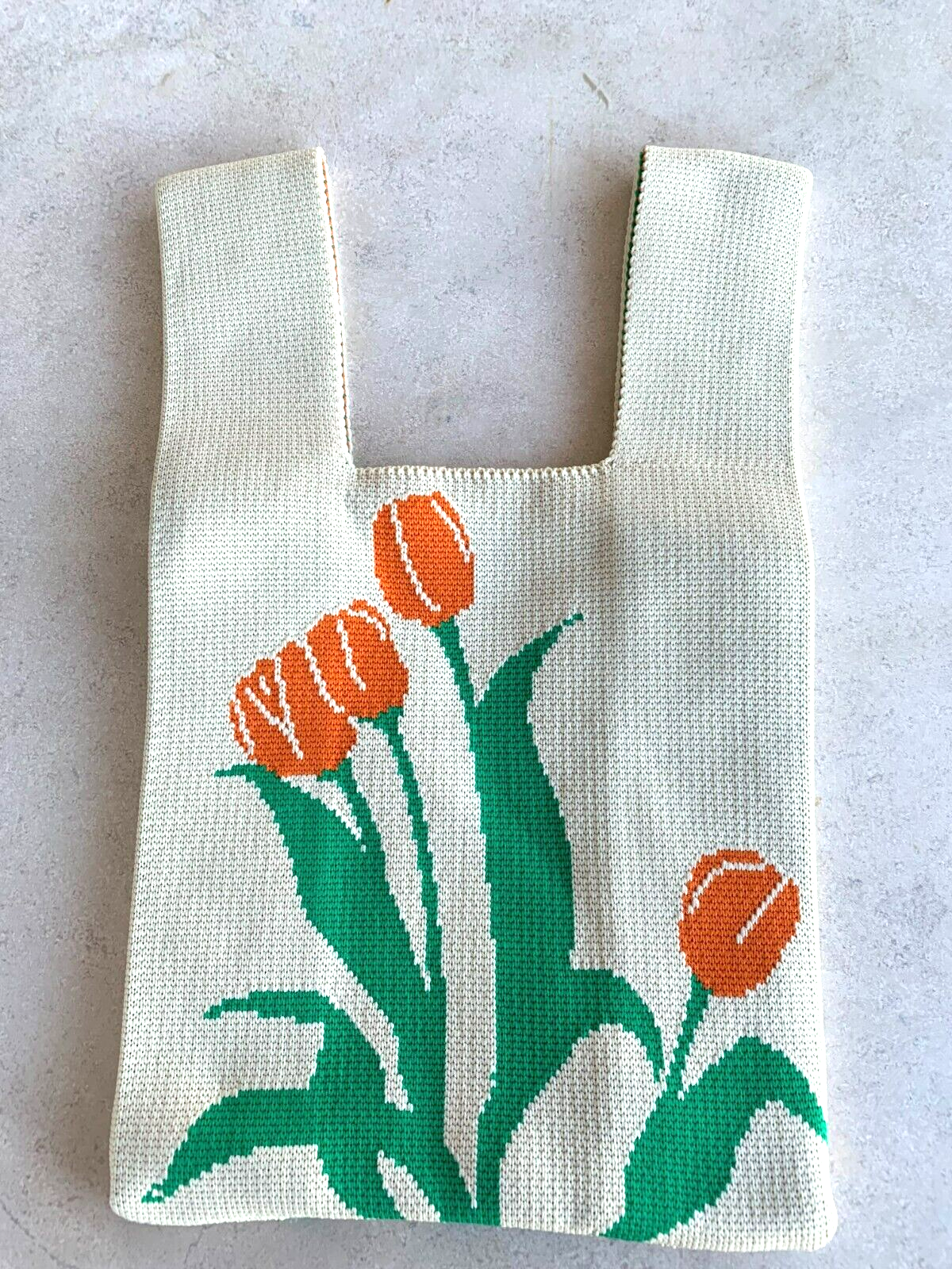 Tote Bag Heavy Knit Adorable floral print roomy NEW-image