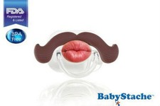 BabyStache Kissable Baby Pacifier Professional Brown Moustache Shower Gift Gag
