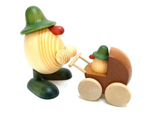 Björn Köhler Eierkopf Rudi mit Kinderwagen grün- Erzgebirge Rarität NEU & OVP